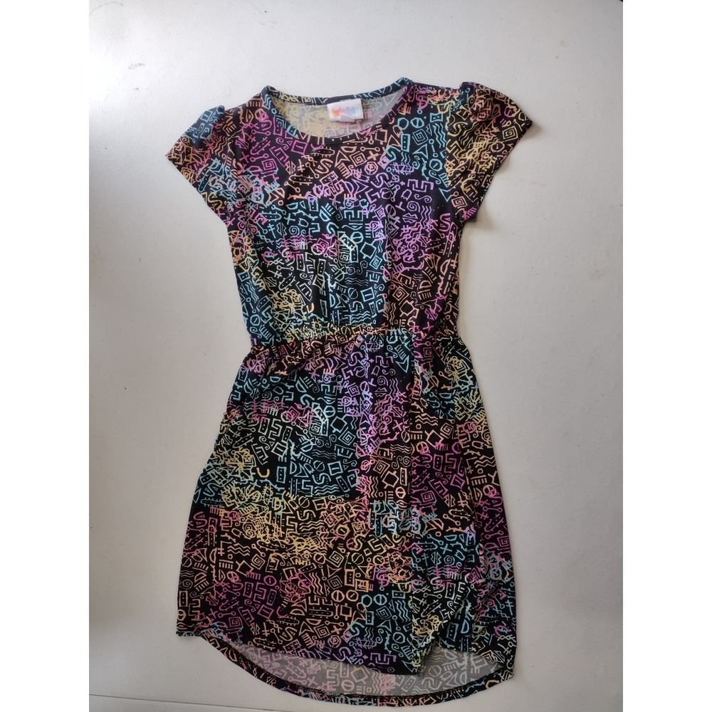 LuLaRoe Kids Size 10‎ Rainbow Geometric Print Short Sleeve Dress